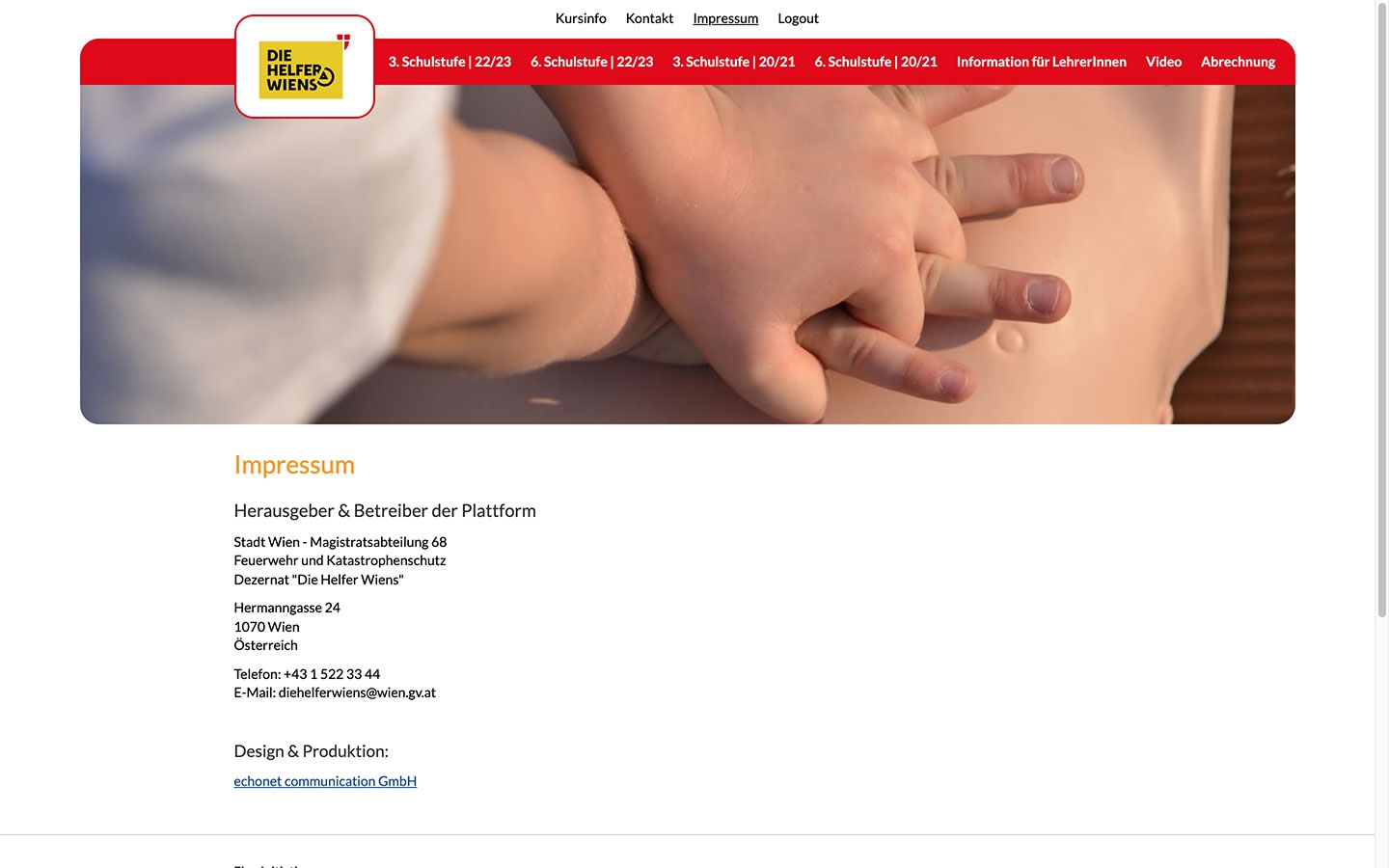 Schulen-Reanimationsprojekt | erstehilfe.diehelferwiens.at | 2014 (Screen Only 04) © echonet communication / Auftraggeber
